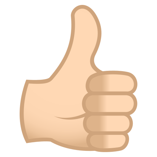 Thumbs up: Light Skin Tone as drawn by JoyPixels in 6.0