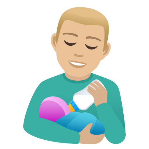 Man Feeding Baby: Medium-Light Skin Tone, the design in this release