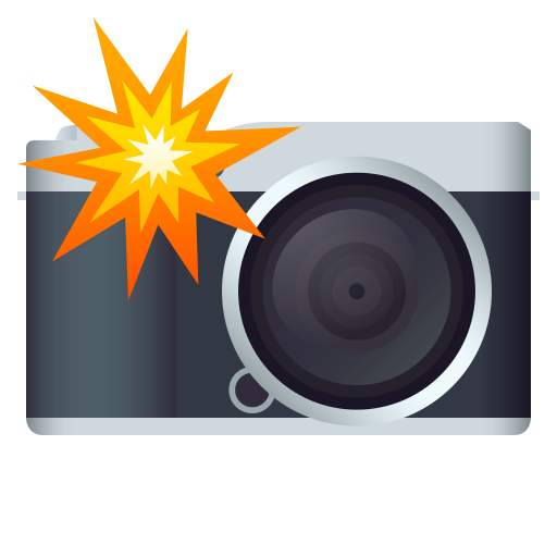 Camera with Flash as drawn by JoyPixels in 6.0