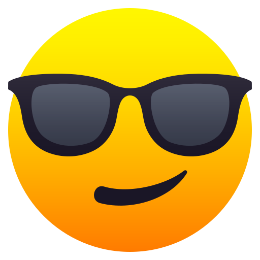 Smiling Face with Sunglasses as drawn by JoyPixels in 6.0