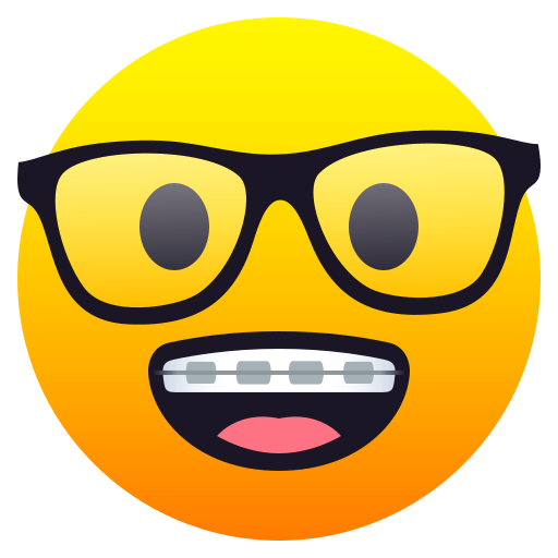 Nerd Face as drawn by JoyPixels in 6.0