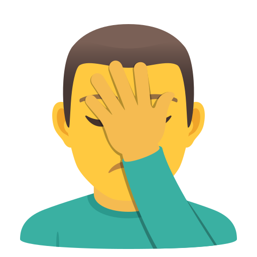 Man Facepalming as drawn by JoyPixels in 6.0