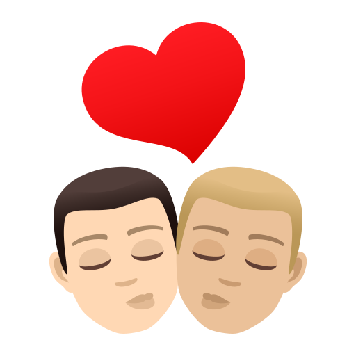 Kiss: Man, Man, Light Skin Tone, Medium-Light Skin Tone, the design in this release