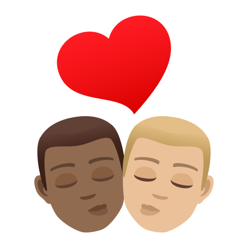 Kiss: Man, Man, Medium-Dark Skin Tone, Medium-Light Skin Tone, the design in this release