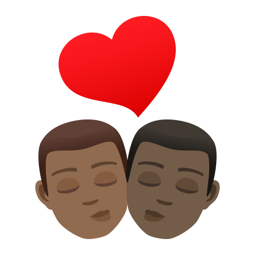 Kiss: Man, Man, Medium-Dark Skin Tone, Dark Skin Tone, the design in this release