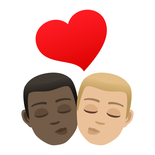 Kiss: Man, Man, Dark Skin Tone, Medium-Light Skin Tone, the design in this release