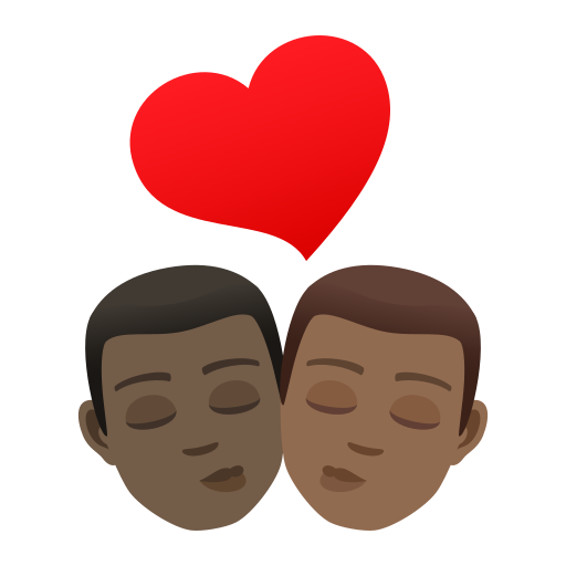 Kiss: Man, Man, Dark Skin Tone, Medium-Dark Skin Tone, the design in this release