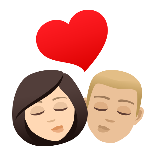 Kiss: Woman, Man, Light Skin Tone, Medium-Light Skin Tone, the design in this release