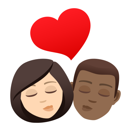 Kiss: Woman, Man, Light Skin Tone, Medium-Dark Skin Tone, the design in this release