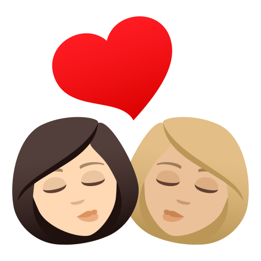 Kiss: Woman, Woman, Light Skin Tone, Medium-Light Skin Tone, the design in this release