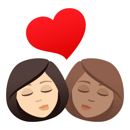 Kiss: Woman, Woman, Light Skin Tone, Medium Skin Tone, the design in this release