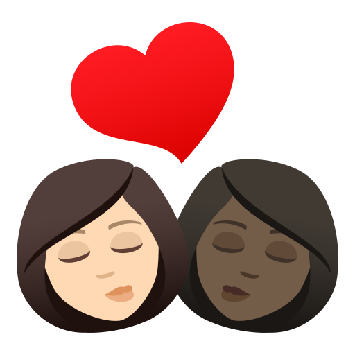 Kiss: Woman, Woman, Light Skin Tone, Dark Skin Tone, the design in this release