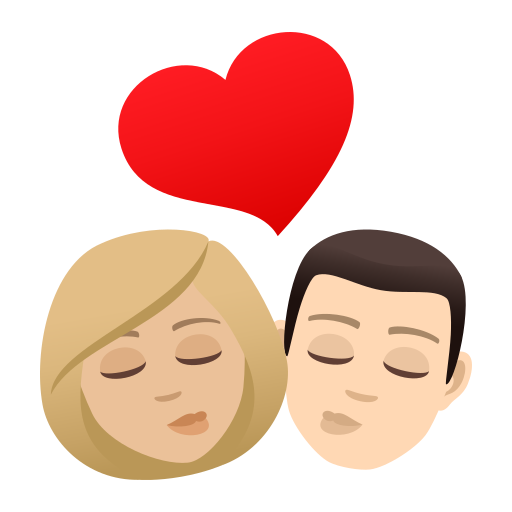 Kiss: Woman, Man, Medium-Light Skin Tone, Light Skin Tone, the design in this release