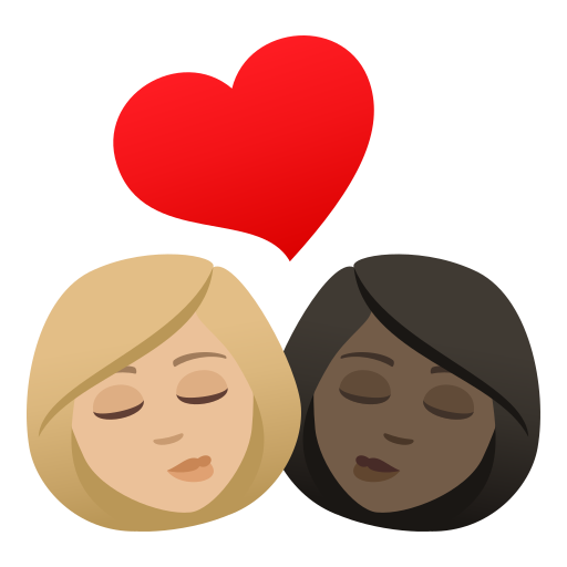 Kiss: Woman, Woman, Medium-Light Skin Tone, Dark Skin Tone, the design in this release