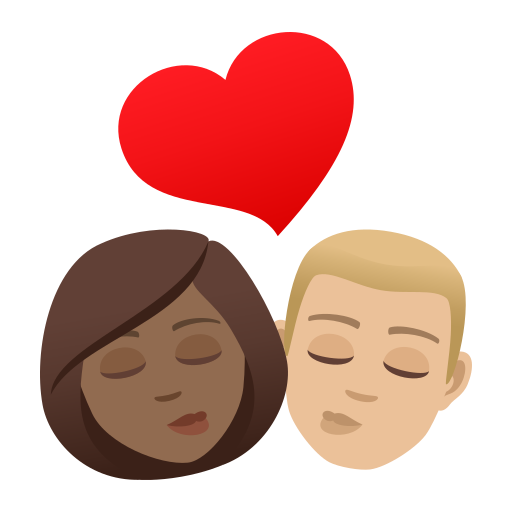 Kiss: Woman, Man, Medium-Dark Skin Tone, Medium-Light Skin Tone, the design in this release
