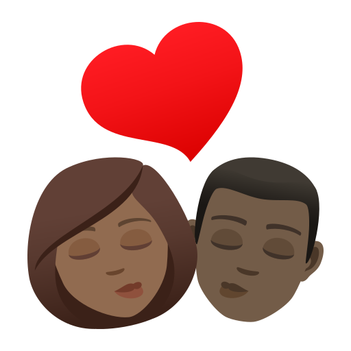 Kiss: Woman, Man, Medium-Dark Skin Tone, Dark Skin Tone, the design in this release