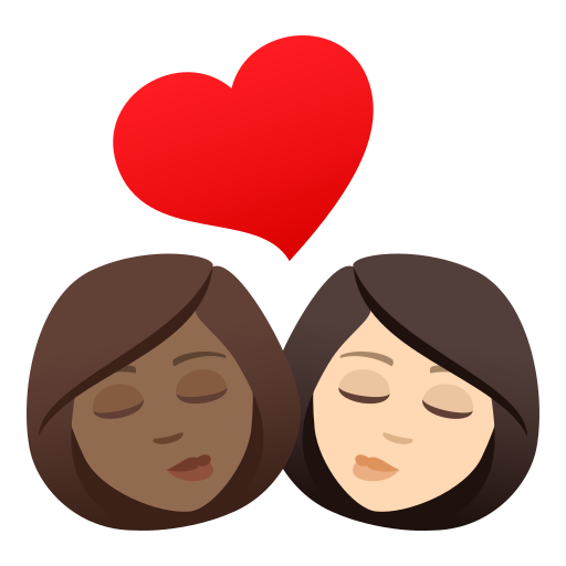 Kiss: Woman, Woman, Medium-Dark Skin Tone, Light Skin Tone, the design in this release