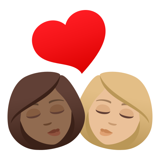 Kiss: Woman, Woman, Medium-Dark Skin Tone, Medium-Light Skin Tone, the design in this release