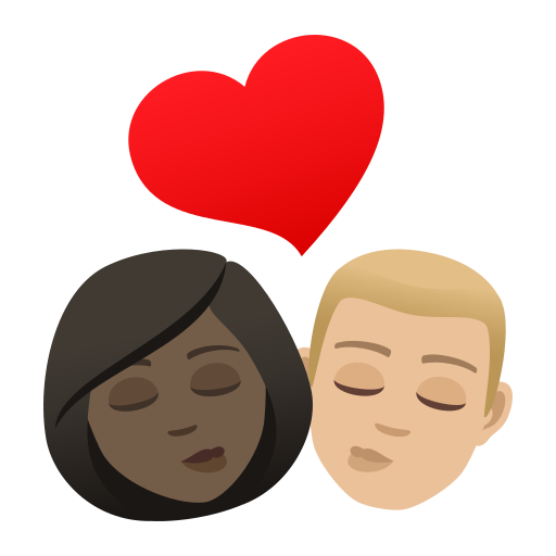 Kiss: Woman, Man, Dark Skin Tone, Medium-Light Skin Tone, the design in this release
