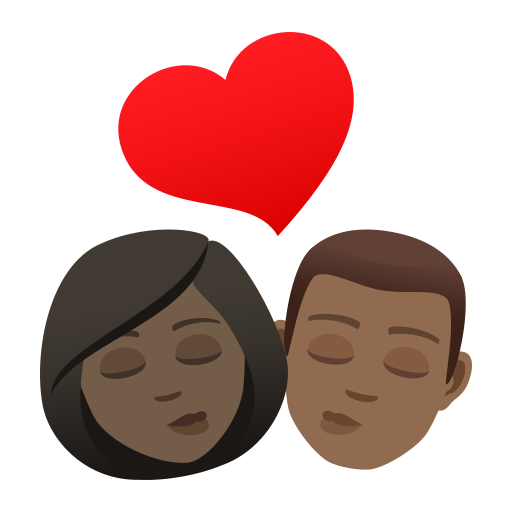 Kiss: Woman, Man, Dark Skin Tone, Medium-Dark Skin Tone, the design in this release