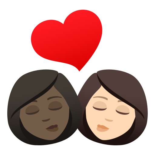 Kiss: Woman, Woman, Dark Skin Tone, Light Skin Tone, the design in this release