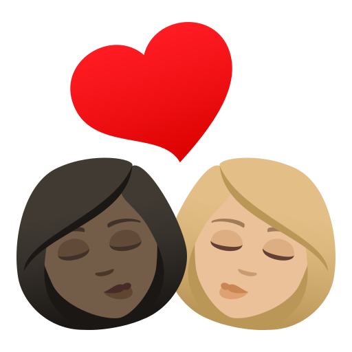 Kiss: Woman, Woman, Dark Skin Tone, Medium-Light Skin Tone, the design in this release