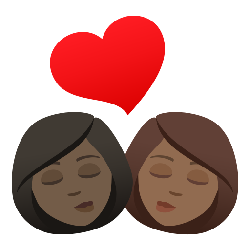 Kiss: Woman, Woman, Dark Skin Tone, Medium-Dark Skin Tone, the design in this release