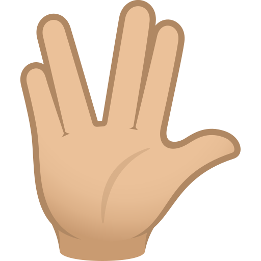 Vulcan Salute: Medium-Light Skin Tone as drawn by JoyPixels in 6.5