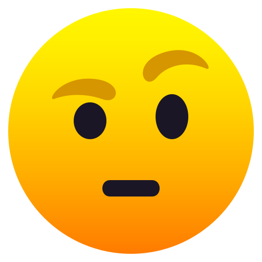 Face with Raised Eyebrow as drawn by JoyPixels in 6.5