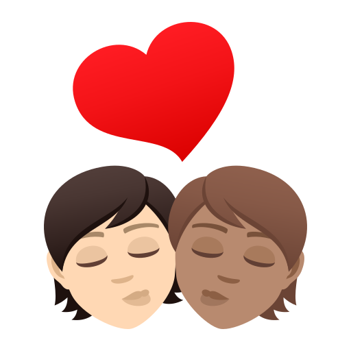 Kiss: Person, Person, Light Skin Tone, Medium Skin Tone, the design in this release