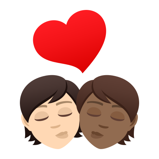 Kiss: Person, Person, Light Skin Tone, Medium-Dark Skin Tone, the design in this release