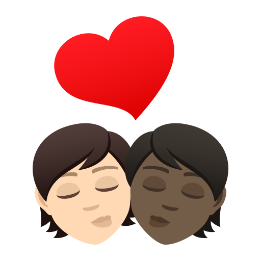 Kiss: Person, Person, Light Skin Tone, Dark Skin Tone, the design in this release