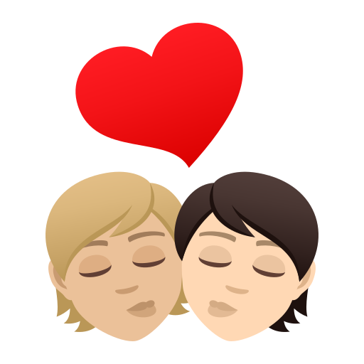 Kiss: Person, Person, Medium-Light Skin Tone, Light Skin Tone, the design in this release