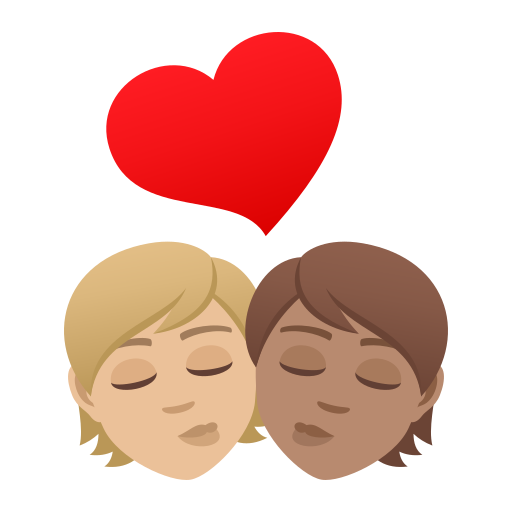 Kiss: Person, Person, Medium-Light Skin Tone, Medium Skin Tone, the design in this release