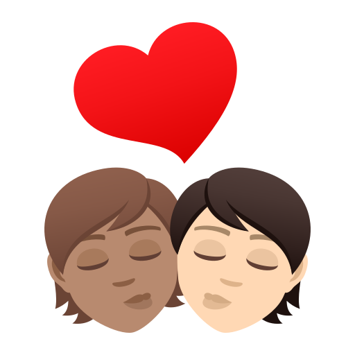 Kiss: Person, Person, Medium Skin Tone, Light Skin Tone, the design in this release