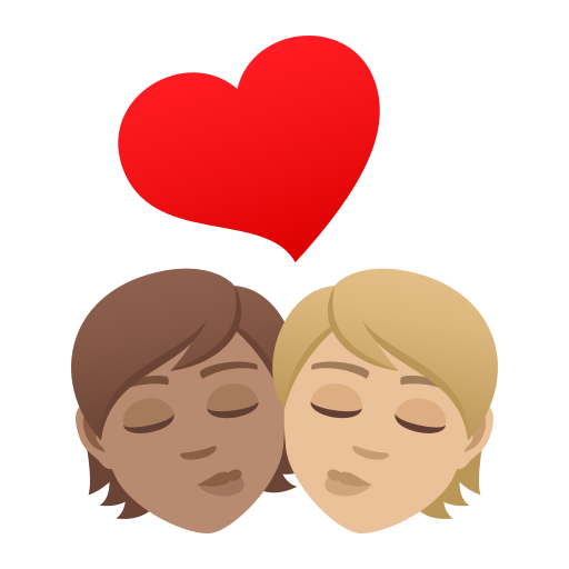 Kiss: Person, Person, Medium Skin Tone, Medium-Light Skin Tone, the design in this release