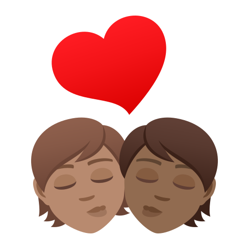 Kiss: Person, Person, Medium Skin Tone, Medium-Dark Skin Tone, the design in this release