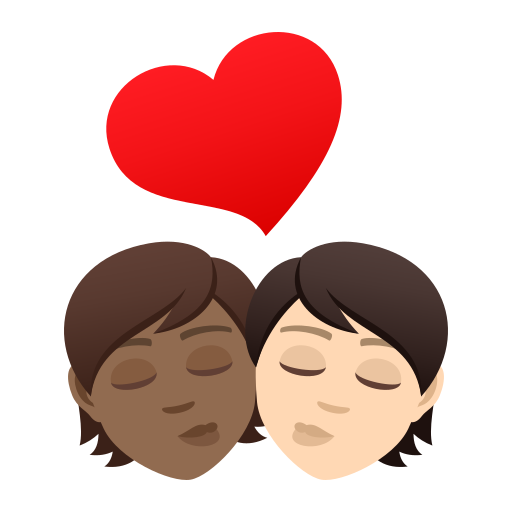 Kiss: Person, Person, Medium-Dark Skin Tone, Light Skin Tone, the design in this release