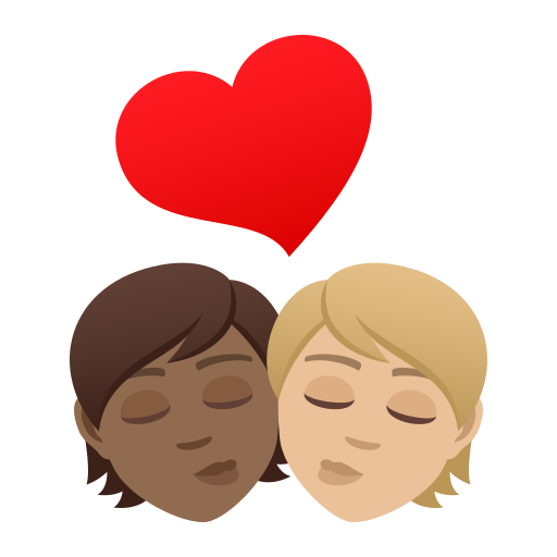 Kiss: Person, Person, Medium-Dark Skin Tone, Medium-Light Skin Tone, the design in this release