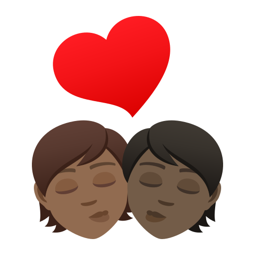 Kiss: Person, Person, Medium-Dark Skin Tone, Dark Skin Tone, the design in this release