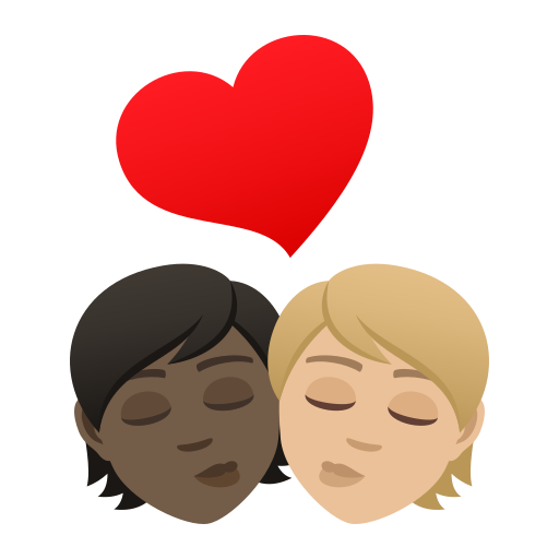 Kiss: Person, Person, Dark Skin Tone, Medium-Light Skin Tone, the design in this release