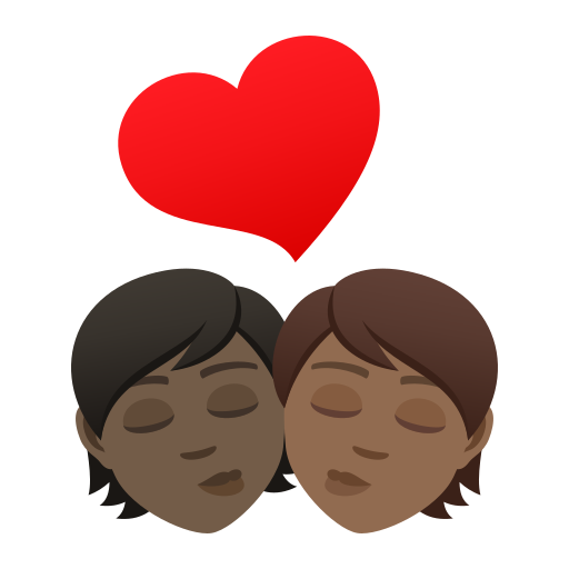 Kiss: Person, Person, Dark Skin Tone, Medium-Dark Skin Tone, the design in this release