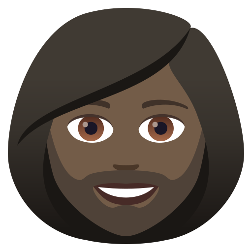 Woman: Dark Skin Tone, Beard, the design in this release