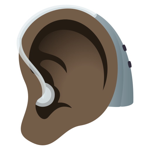 Ear with Hearing Aid: Dark Skin Tone, the previous design