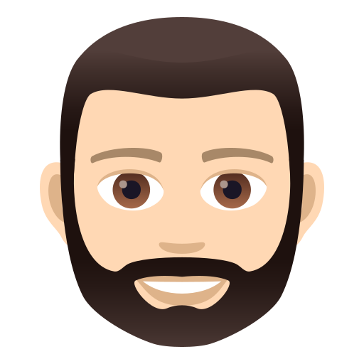 Man: Light Skin Tone, Beard, the previous design