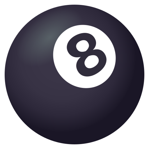 Pool 8 Ball as drawn by JoyPixels in 7.0