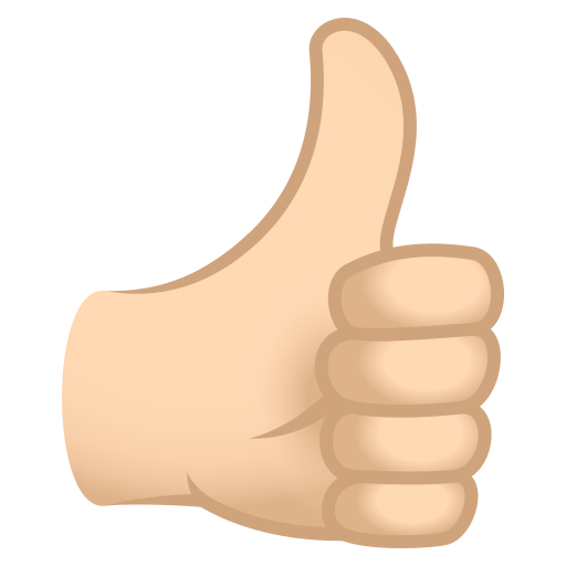 Thumbs up: Light Skin Tone as drawn by JoyPixels in 7.0