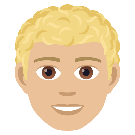 Man: Medium-Light Skin Tone, Curly Hair, the design in this release
