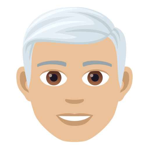 Man: Medium-Light Skin Tone, White Hair, the design in this release