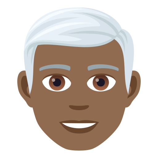 Man: Medium-Dark Skin Tone, White Hair, the design in this release